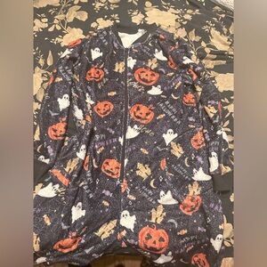 Ekouaer Halloween Onesie Pajamas Womens One Piece with Pocket Halloween Pumpkin